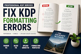 help fix amazon KDP formatting errors for paperback and kindle upload issues