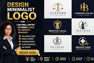 design minimalist logo for law firm, lawyer attorney deutsch uk medical graphics