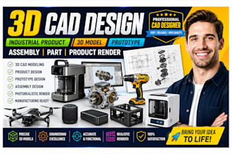 3d cad design industrial product 3d model prototype assembly part product render