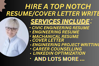 write engineering resume cover letter and  linkedin