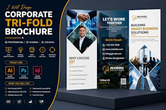design a professional corporate tri fold brochure for business marketing