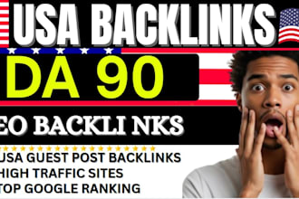 provide 200 high da90 SEO backlinks USA link building, for google top ranking