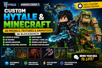 create custom hytale 3d models, textures and animation in blockbench