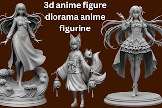 do 3d anime figure diorama figure 3d toy cartoon figure 3d model for printing