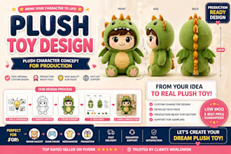 design plush character plush toy concept for production
