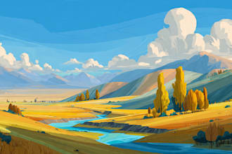 draw professional vector landscape illustration