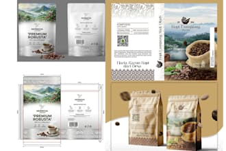 design coffee and tea packaging, label and pouch design