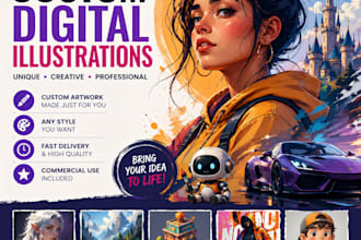 create custom digital illustrations and creative artwork