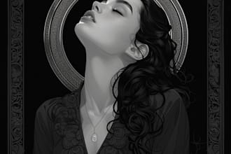 draw a vintage portrait in art nouveau bohemian style