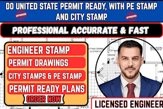 do united state permit ready, with pe stamp and city stamp