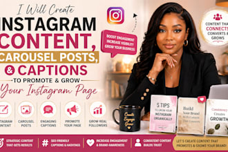 create instagram content carousel posts and captions to promote and grow ig page