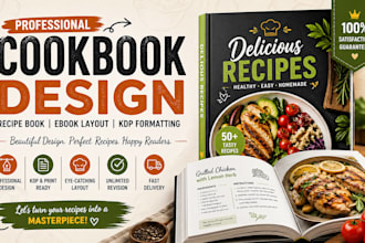 design professional cookbook recipe book ebook cookbook layout and KDP format