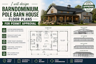 barnodinium pole barn house floor plan for permit and stamp appoval