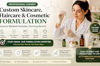 formulate custom skincare haircare and cosmetic products as a chemist