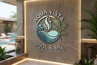 unique modern pool spa logo t shirt design