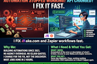 fix broken makecom and zapier automation workflows today