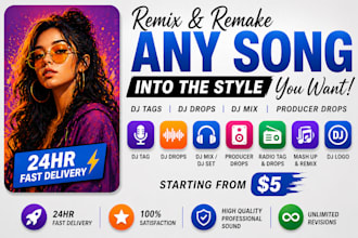 in 24hrs, do dj drops, dj tags, dj logo, dj mix, producer drops, producer tags