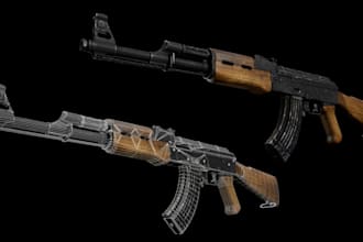 model 3d gun for ue5, unity or roblox game, 3d assault riffle, 3d assets,blender