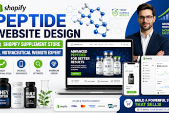design peptide website shopify supplement website peptide nutraceutical website
