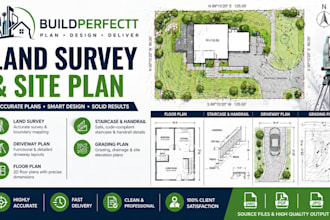 land survey site plan driveway plan floor plan staircase handrail grading plan