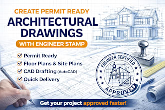 create permit ready architectural drawings with engineer stamp