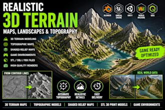 create realistic 3d terrain and topographic landscape models