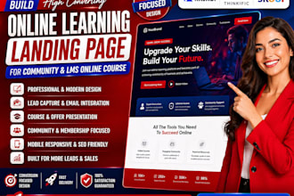 build online learning landing page for community and lms online course