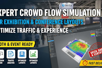 simulate crowd flow layout for exhibition booth conference events