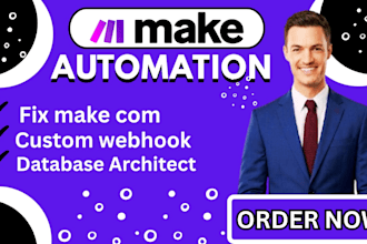 fix make com, setup custom webhook receives data crm automation, make com expert