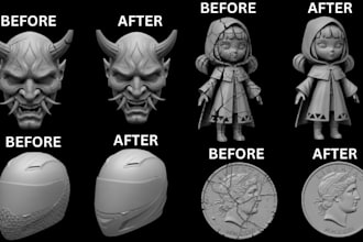 do stl file repair, custom modification, fix mesh, edit, fix, 3d model