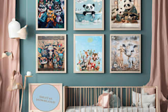 design premium custom nursery wall art printables for etsy