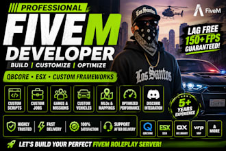 do fivem server setup, handling, qbcore esx scripts, bug fixing and optimization