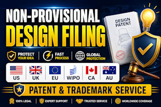 filenon provisional design patentand trademark in UK eu US wipo canada australia