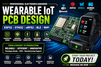 design wearable iot pcb, esp32 firmware, ble, nordic nrf, stm32 devices sensors
