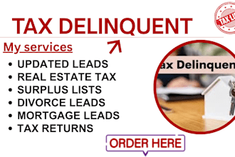 provide tax delinquent, motivated seller and real estate leads USA CSV