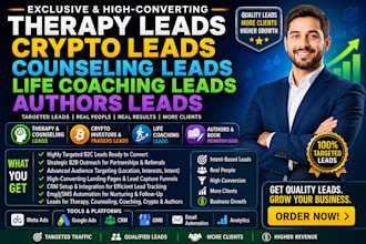 therapy lead, crypto leads, counseling leads, life coaching leads, authors lead