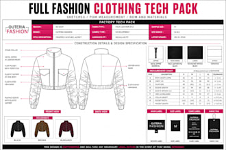 design creative collection apparel bag fashion tech pack for your production