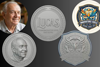 sculpt printable 3d coin model, bas relief medallion stl for 3d printing