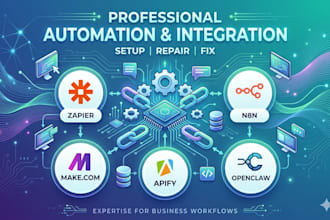 setup repair fix automation,integration with zapier n8n makecom openclaw apify