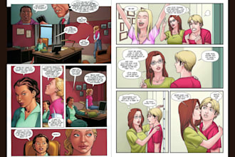 draw comic panel, comic strip, cartoon illustration graphic novel page, webtoon