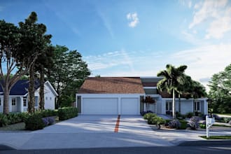 do exterior house design, modern architectural rendering 3d interior home design