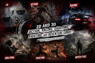 develop 2d and 3d action, racing, shooting, fighting, and adventure games