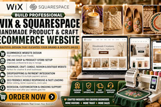 build wix squarespace handmade product craft business ecommerce website design