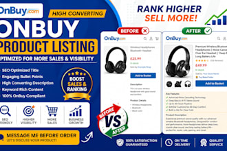 do onbuy product listing, onbuy product seo, onbuy account setup and management
