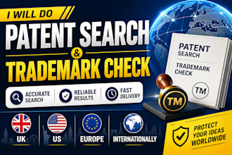 do patent search and trademark check in UK US europe and worldwide
