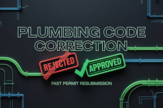 plumbing code correction and permit resubmission drawing for fast approval