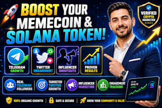 promote memecoin, solana token, telegram subscribers and twitter marketing