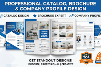 design product catalog, brochure design, and company profile
