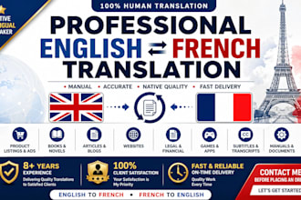 be your expert translator from english to french