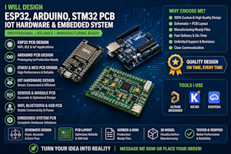 design esp32, arduino, stm32 pcb, iot hardware, embedded system pcb